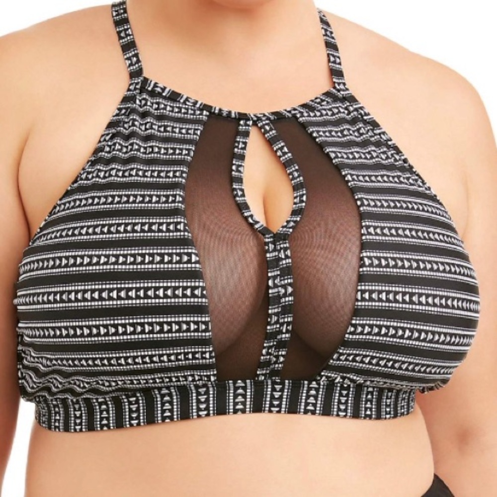 🆕 Time and Tru Print Mesh Bikini Top